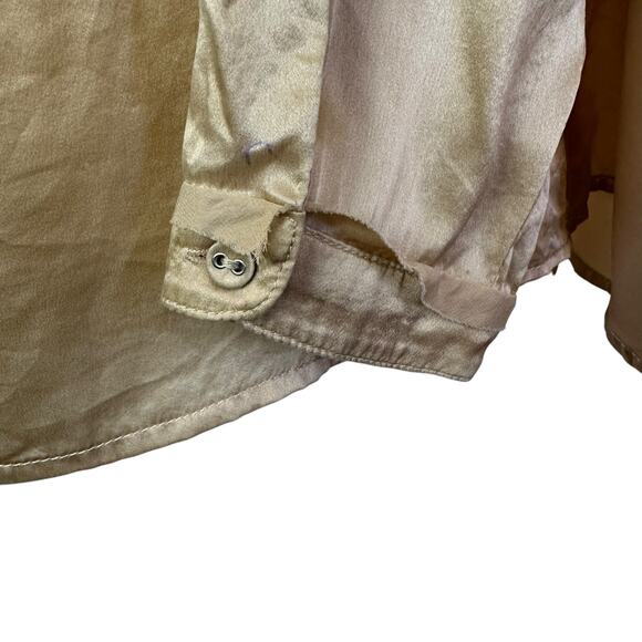 Girl. by Band of Outsiders Silk Gold Beige Blouse Hidden Placket sz 2=M - Picture 5 of 15